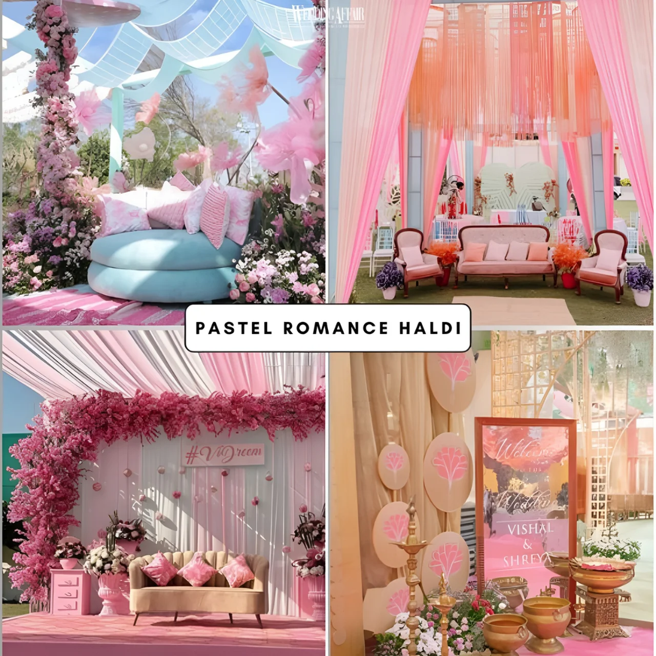 Pastel elegance Haldi ceremony Indian wedding soft floral white yellow decor 2025