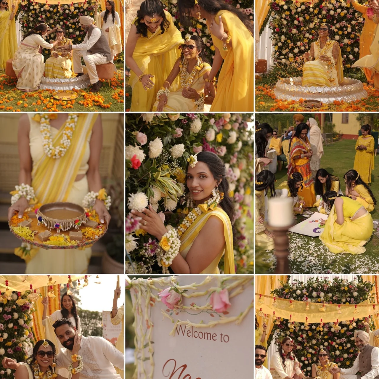 Punjabi Vatna Haldi ceremony with dhol Phulkari decor and traditional wedding celebration