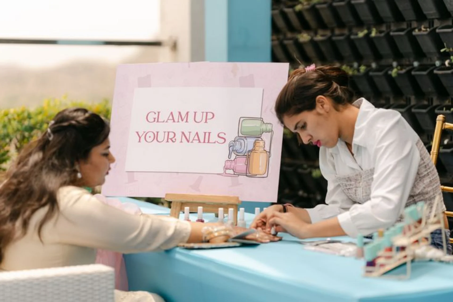 Nail making interactive DIY station Indian wedding guests entertainment