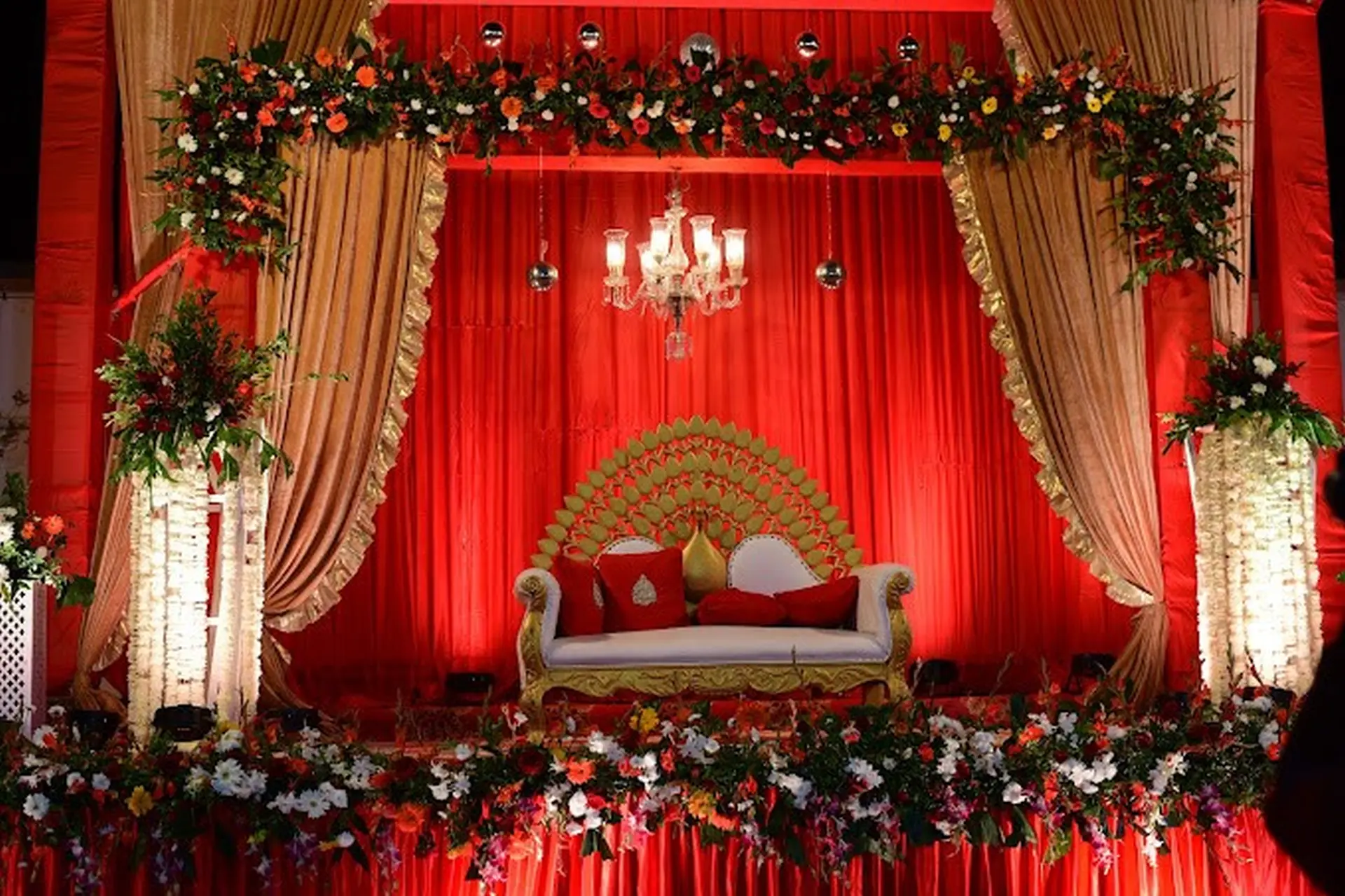 Pastels & Floral Draped Stage Decor by Chirag Events & Entertainment