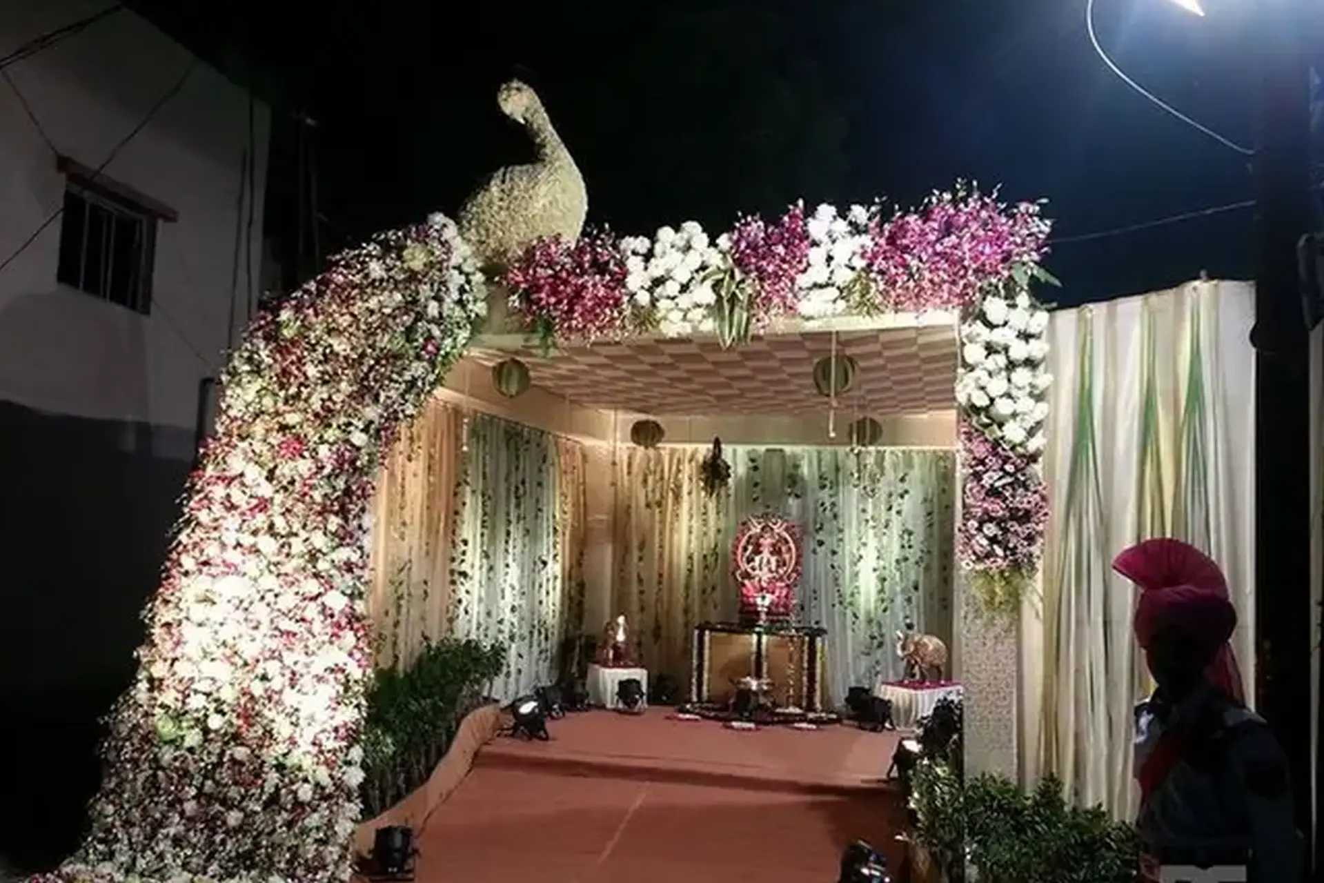 Flowers draped as in Peacock Design by One Stoppers Event