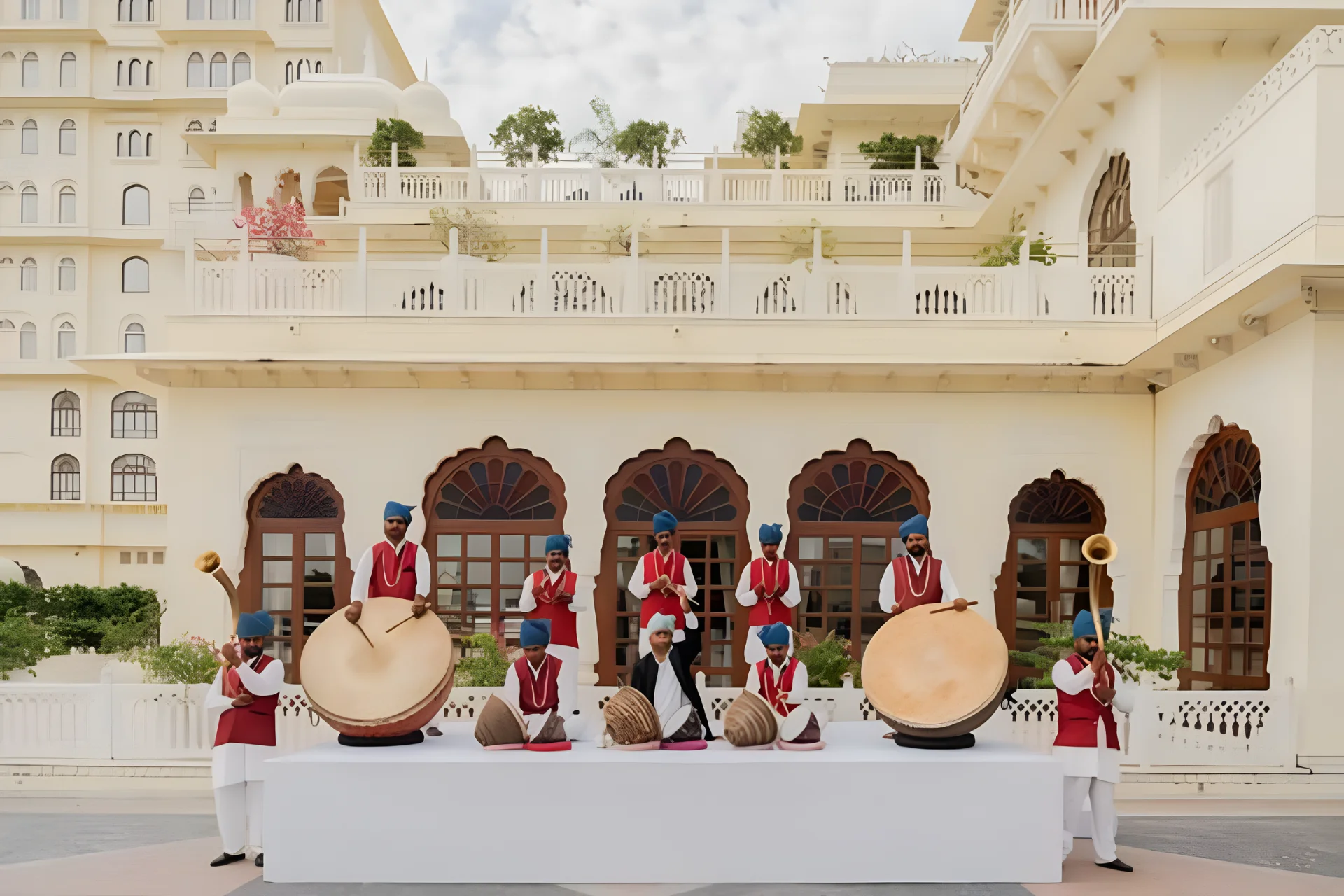Folk performers puppet show entertainment for Indian wedding guests between functions
