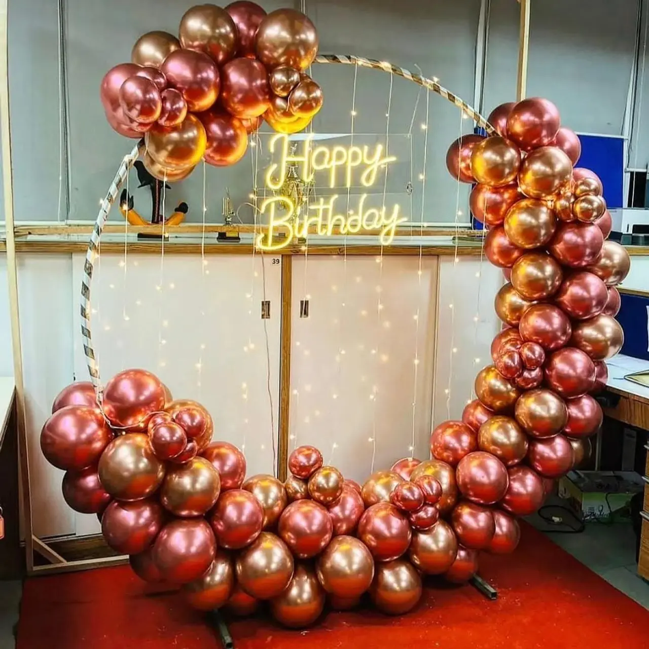 Blush & Chrome Gold Balloons Birthday Decor