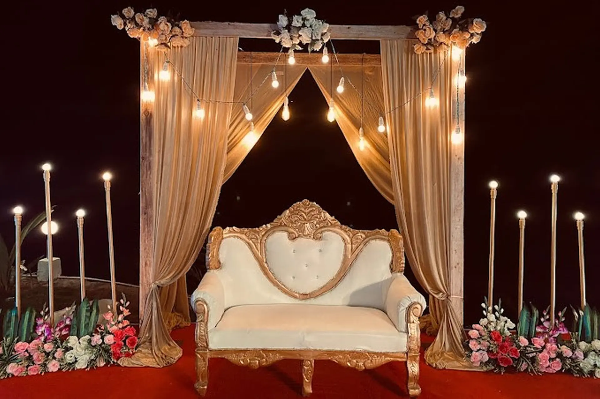 Simple Reception Stage Decor by Vivid Wedding Vow's