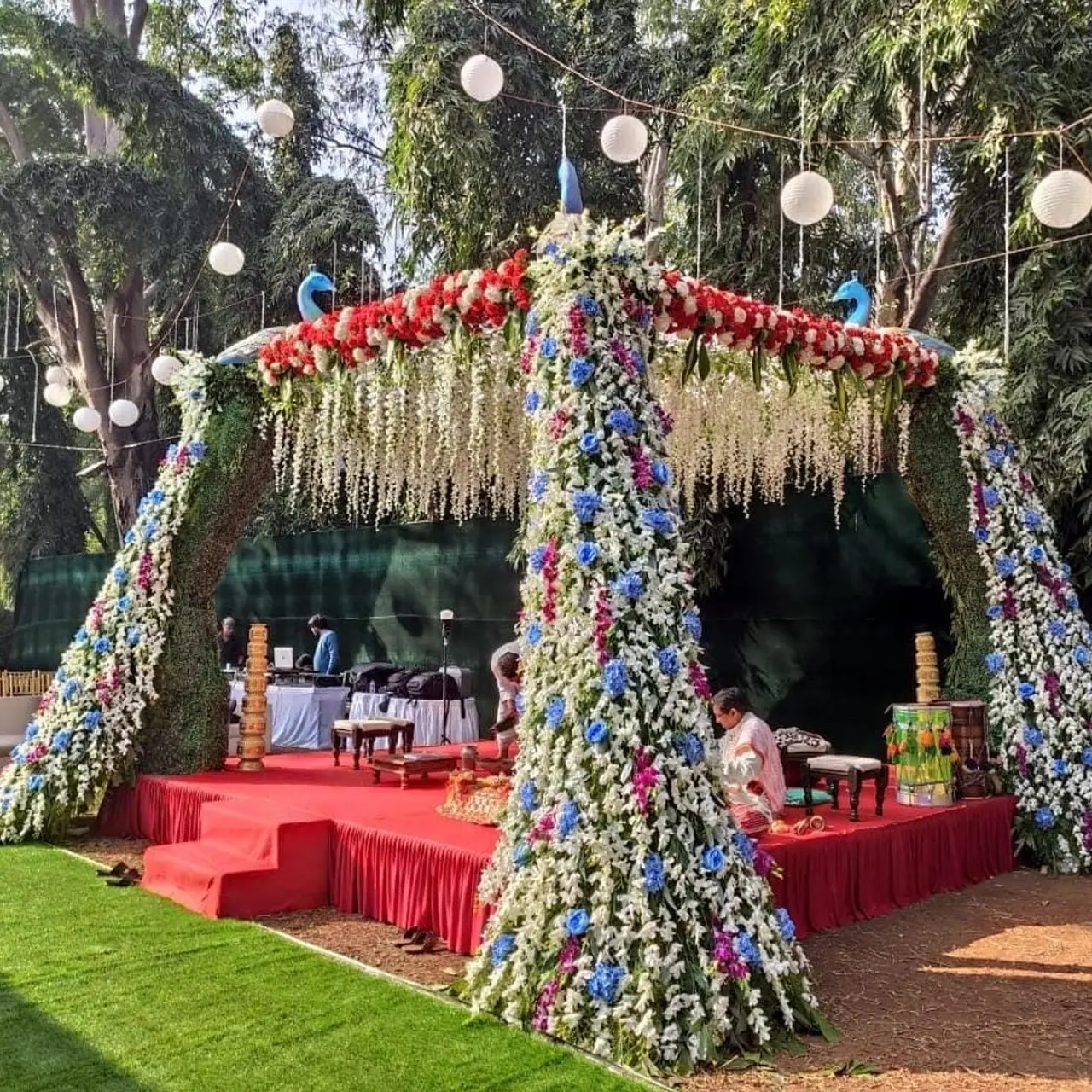 Floral Draped Vidhi Mandap Decor by Seven Events