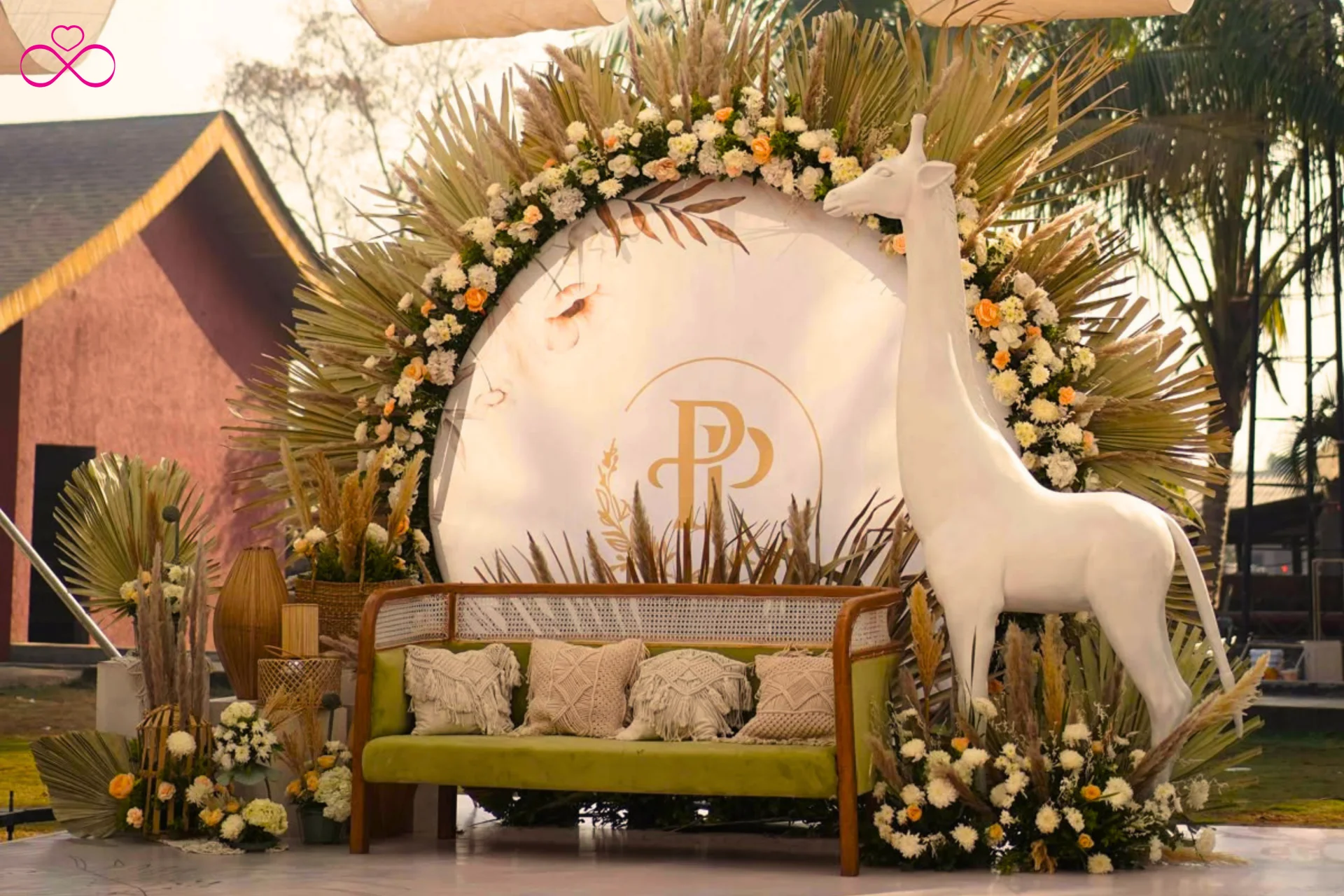 Minimalist white and gold mehendi ceremony theme decor 2026 contemporary Indian bride wedding