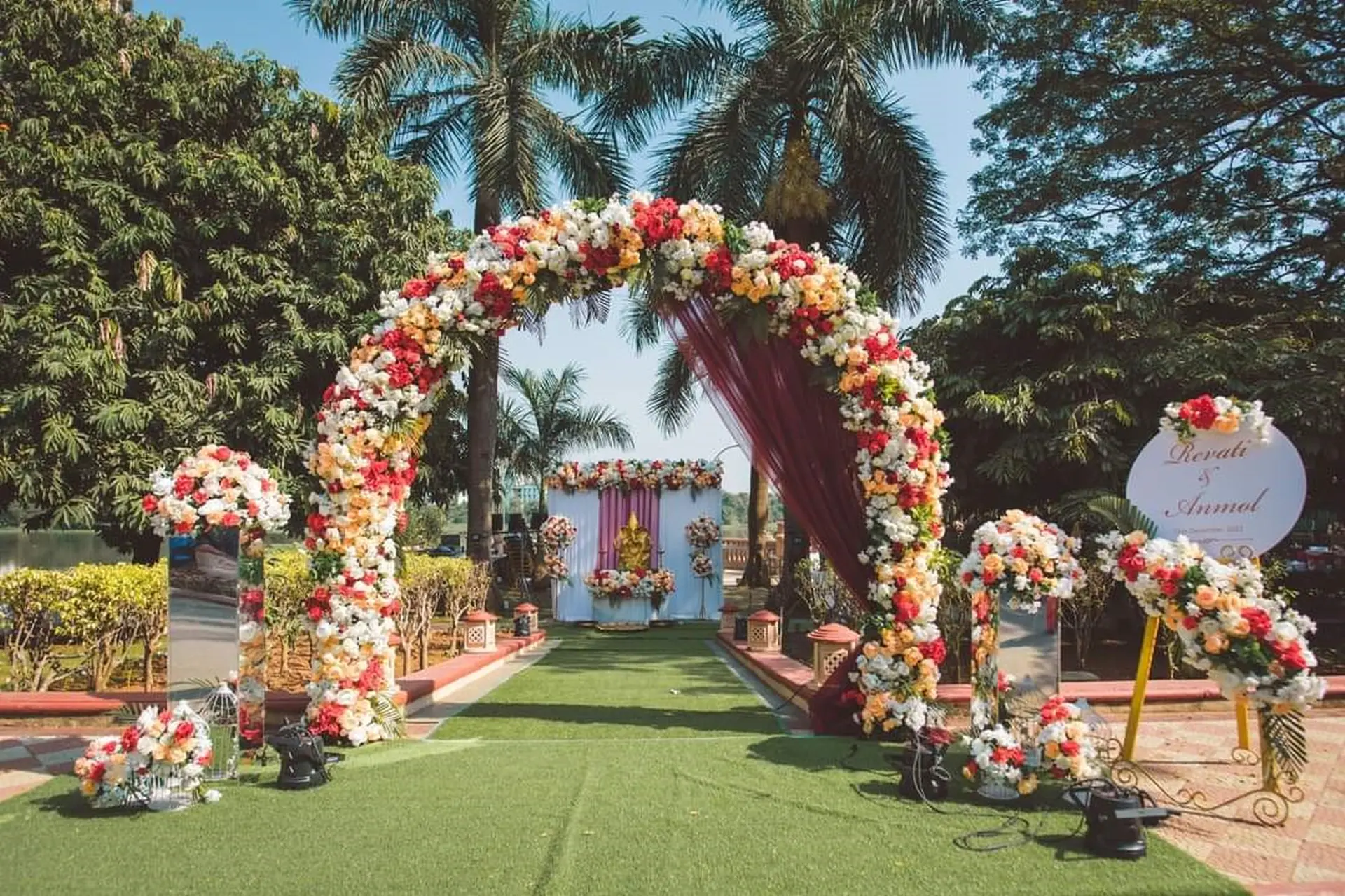 Floral Draped Entrance Decor  by Knotty Relations
