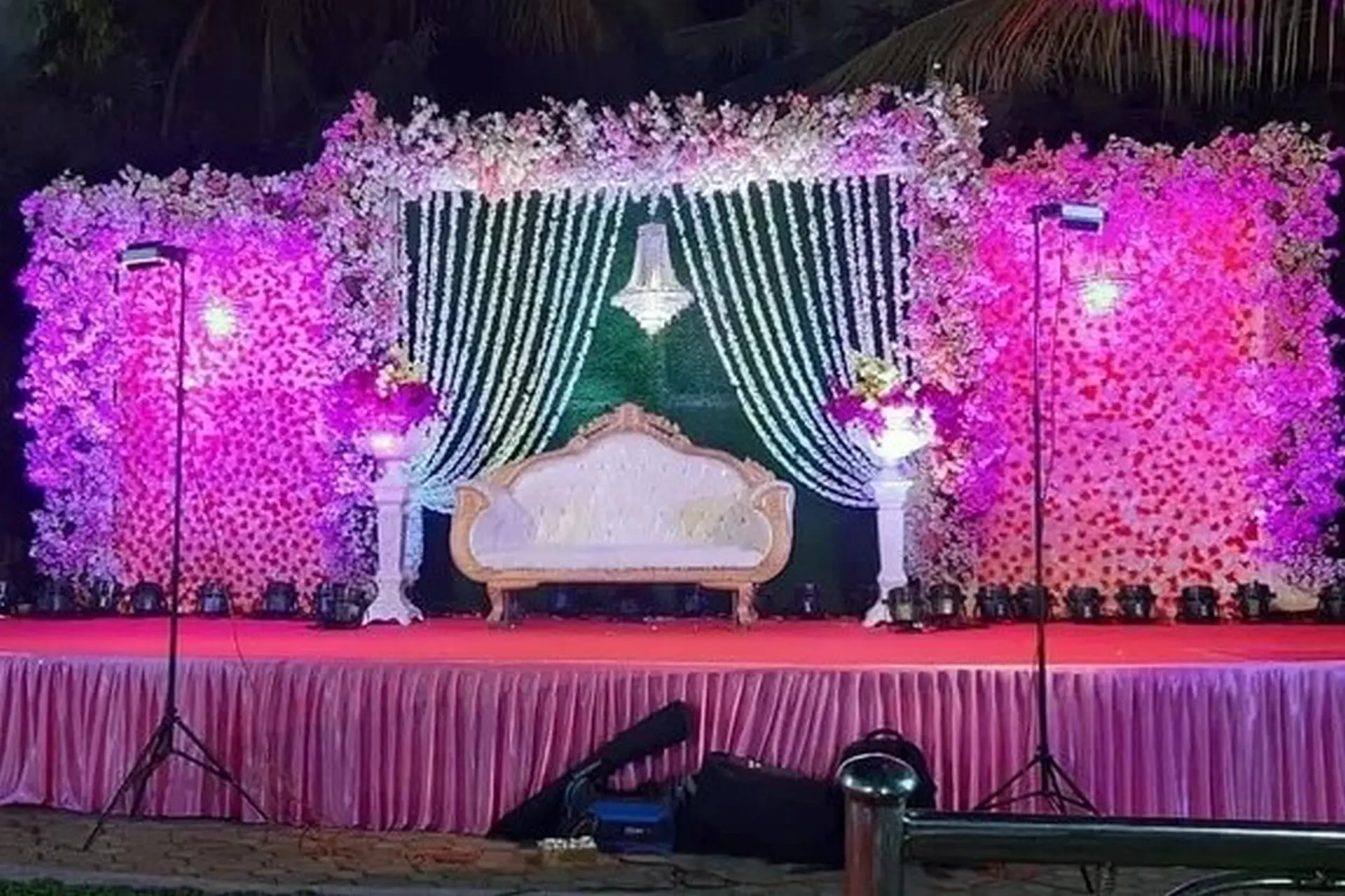 Floral Draped Stage Decor by FLAMBE Events & Hospitality