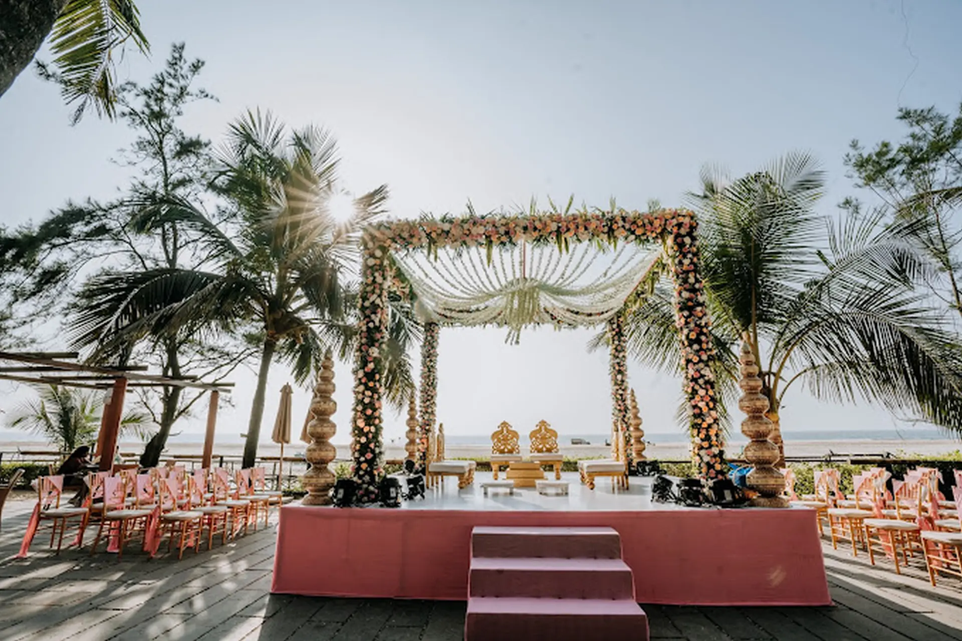Beach View Mandap Decor by Royal Gala Weddings