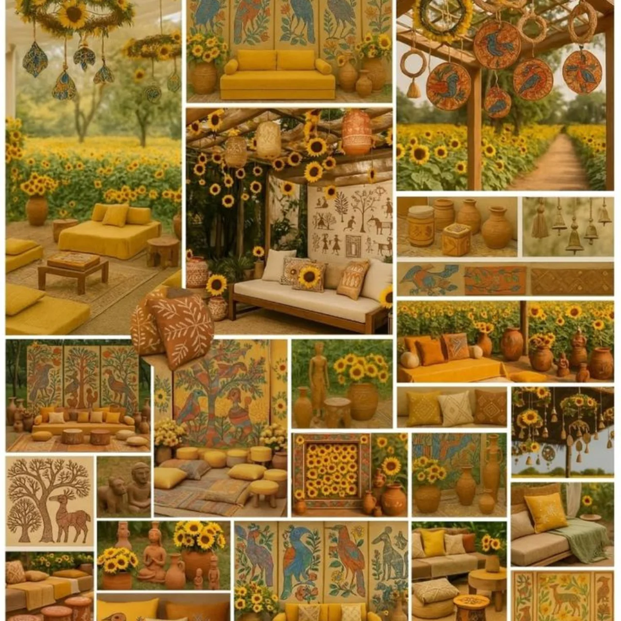Sunflower Haldi ceremony theme Indian wedding decoration yellow flowers