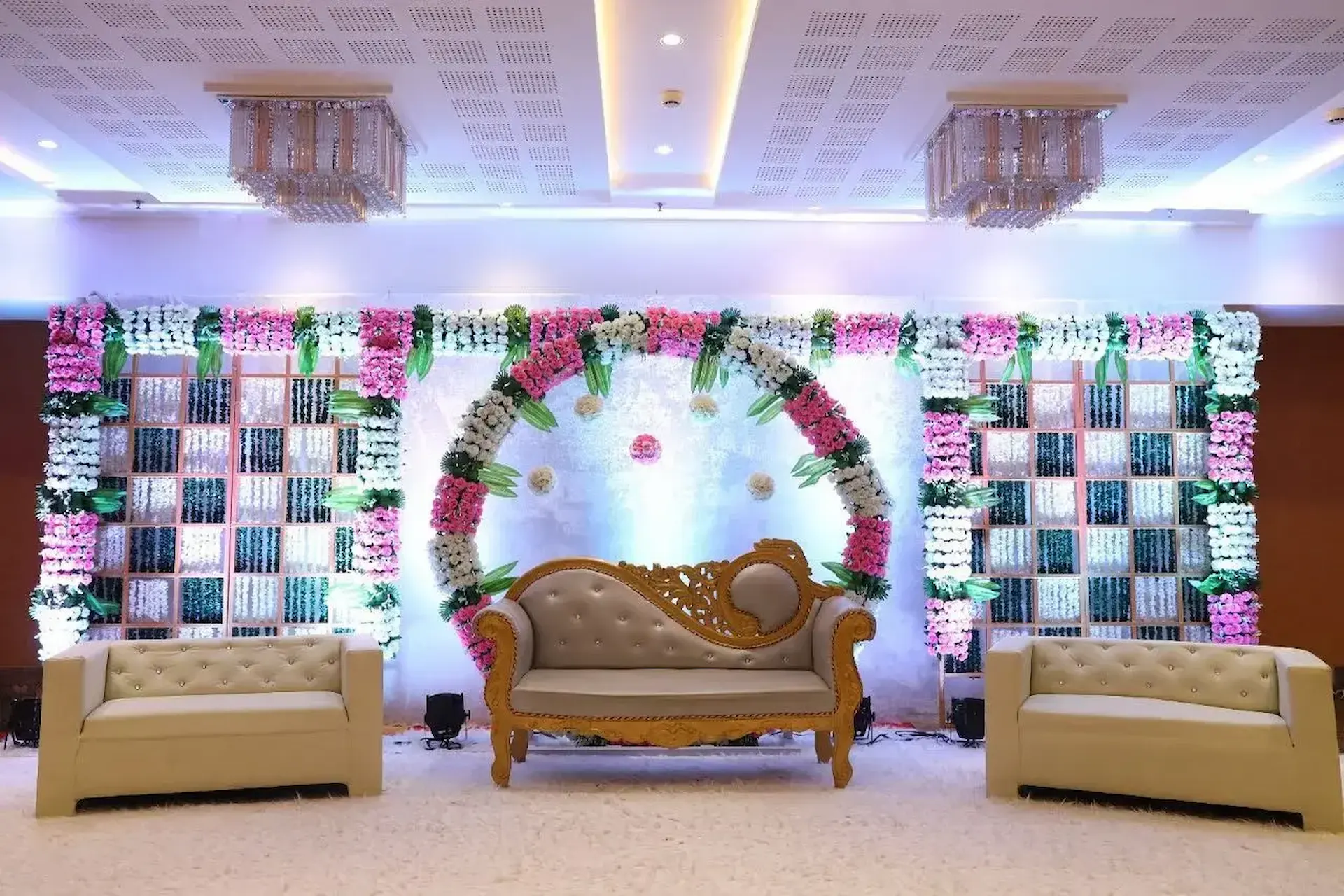 Elegant Stage Decor at Bhagwati Banquet