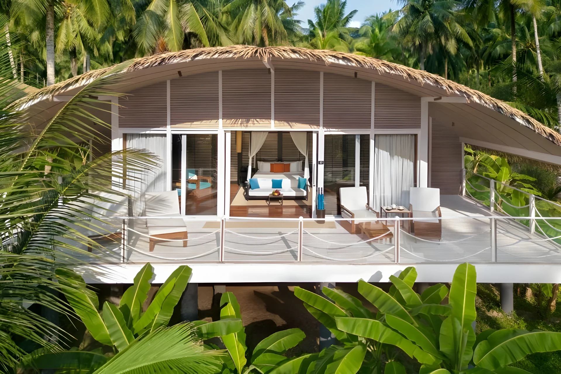 Luxury Villa at Taj Exotica Resort and Spa Andamans with tribal thatched roof
