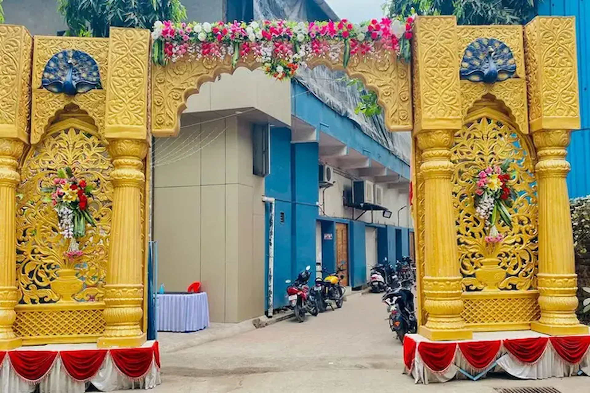 Exterior Entrance Decor of Bhagwati Banquet
