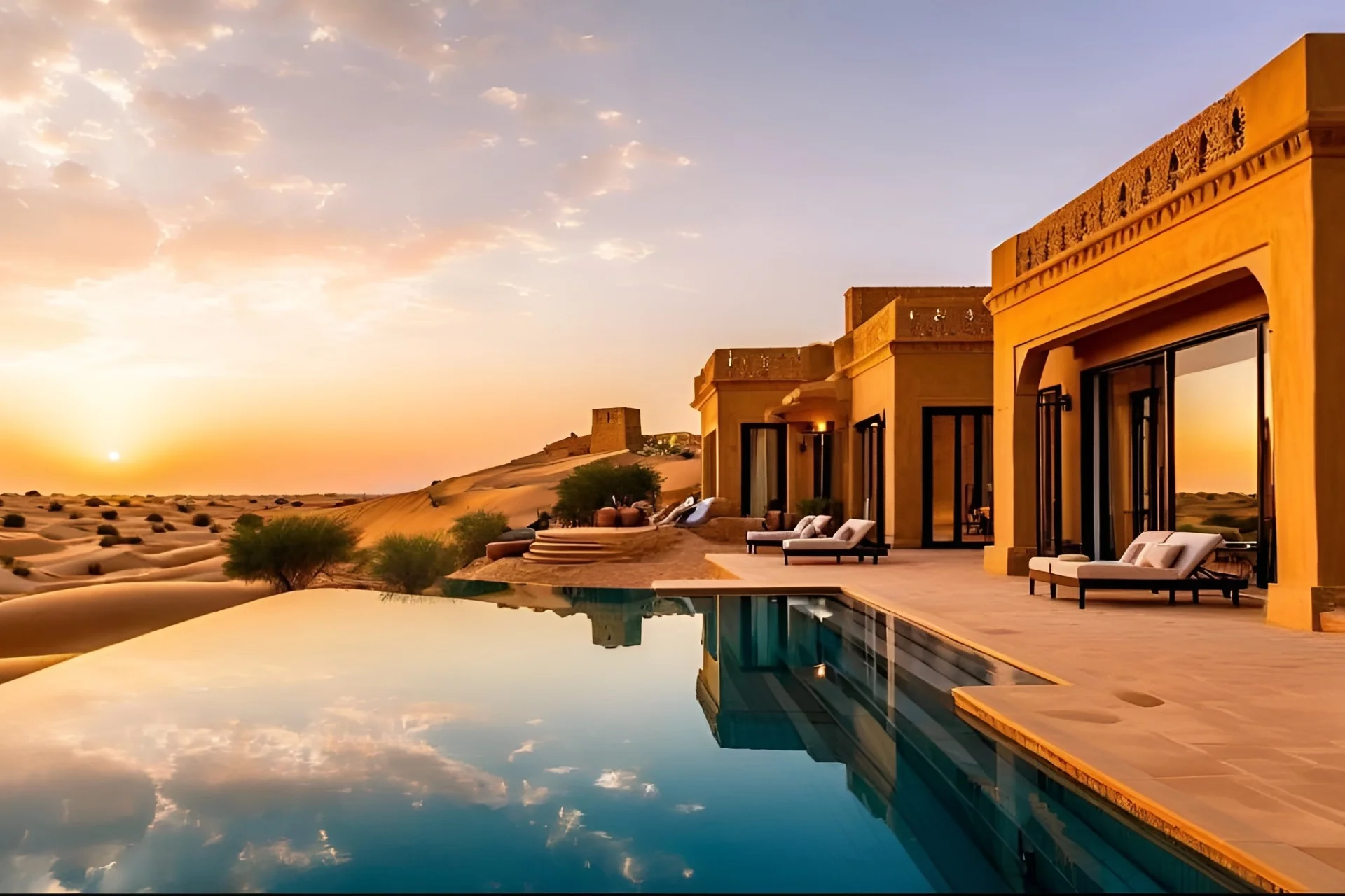 Poolside of the Leela Jaisalmer