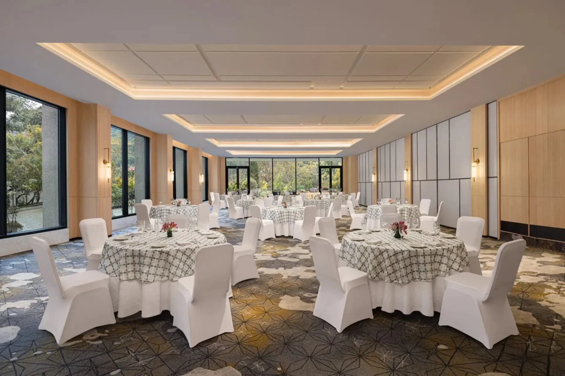 Shivalik Grand Ballroom at Le Méridien Dehradun Resort and Spa set up for a wedding